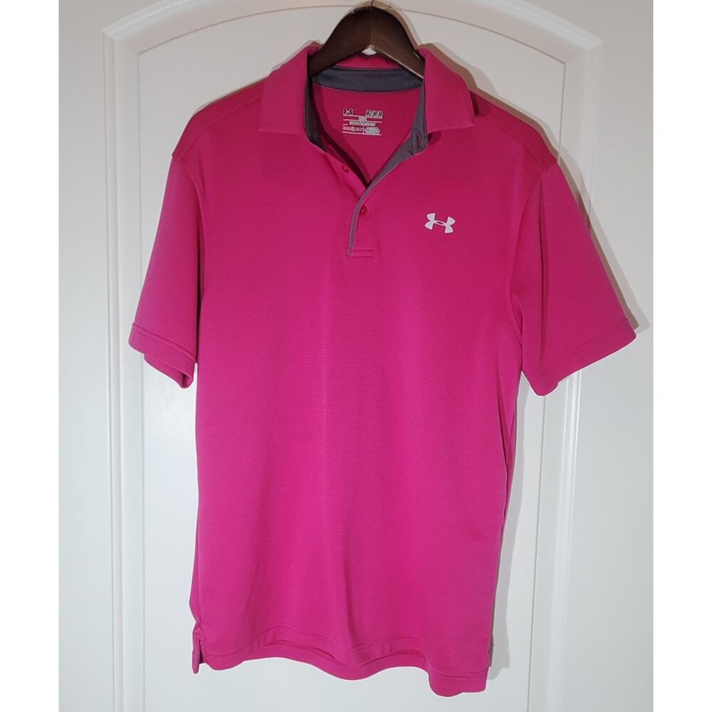Under Armour Men's M Neon Pink Polo The Performance Polo